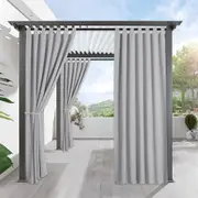 Outdoor curtains for patio - waterproof & sunlight garden curtains, light grey