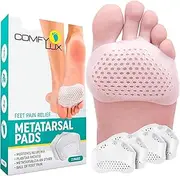 COMFYLUX Metatarsal Pads for Women - Ball of Foot Cushions, Pain Relief, Unisex, White, 2 Pair (Pack of 1)