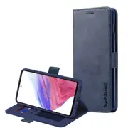 For Samsung Galaxy A53 5G SupRShield Wallet Leather Card Holder Flip Protective Shockproof Magnetic Case Cover (Navy Blue)