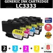 8X Generic LC3333 LC-3333 Ink Cartridge For Brother DCP-J1100dw MFC-J1300dw