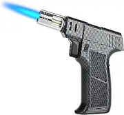 Windproof Torch Lighter,Adjustable Flame Refillable Butane gas Lighter with Continuous Flame Lock,Kitchen Cooking Refillable Torch Lighter, Butane Gas Is Not Included (Fiber black)