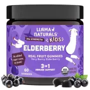 Llama Naturals Real Fruit Sambucus Elderberry Gummies for Kids | No Added Sug...