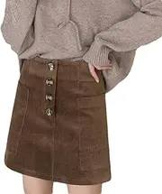 [ERTYUIO] Short Skirt and Top Retro Corduroy Skirt Female High-Waist A-Line Skirt Wear Thin Buttocks Short Skirt