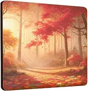 Wooden Fridge Magnet - Autumn Forest Path with Falling Leaves - Beautiful Fall Landscape Decoration (mag-kf25-1319)