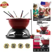 Compact 11-Piece Fondue Set with Non-Stick Pot - Ideal for Parties & Gatherings