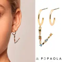 在飛比找Yahoo!奇摩拍賣優惠-PD PAOLA 西班牙時尚潮牌 金色V字母耳環 彩鑽耳環 