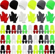 [Handepo] 30 Set Kid Winter Beanie and Gloves Bulk Knit Hat Gloves Pack Warm Unisex Cold Weather Hat for Homeless Shelter Gift