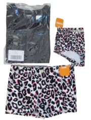 Gymboree Girls 7/8 Leopard Print Shorts, Black Top & Undies 3-PC NWT