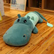 Huiyun 60-150cm 6 Colors Huge Cute Hippo Plush Toys Staffed Long Animal Doll Soft Pillow Sofa Bed Cushion Gift deep blue 100cm