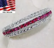1CT Treated Ruby & Topaz 925 Solid Sterling Silver Ring Jewelry Sz 9 IB2-6