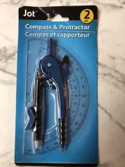 Jot Blue Compass & Protractor Set Pencil 2 Piece Math Geometry School Supply New