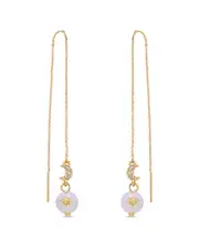 Eye Candy LA Pearl Celestial Moon Drop Earrings