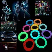 5m LED EL Wire Light Strip Battery Neon Glowing String Lights Carnival DIY Rope Tube Glow In the Dark Halloween Blacklight Christmas Car Multicolor Dance Party