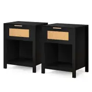 ALFORDSON 2x Bedside Table 1 Drawer Black
