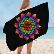 Colorful Simple Mandala Sun Microfiber Beach Towel