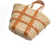 [Phoena] Tote Shoulder Straw Bag Summer Beach Purse Eco Friendly Handmade Woven Raffia Tote Bag Beach Vacation Travel Handbag Bags