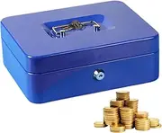 Locking Cash Box | Secure Money Lock Box - Secure Locking Portable Metal Saving Organizer for Valuables Register Home Security Passport Business Document Storage