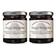 Triple Berry Jam Strawberry Blackberry Blueberry 11 Ounce Glass Jar, Pack of 2