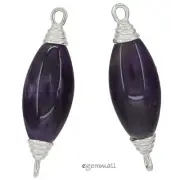1x Natural Amethyst In Sterling Silver Rice Connector Earring Pendant Bead 98026