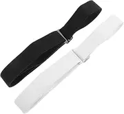 [Ipetboom] 2Pcs No Show Stretch Belt for Women Adjustable Thin Elastic Belt with Flat Buckle for Jeans Pants and Dresses Comfortable Fit Black White Fashion Versatility