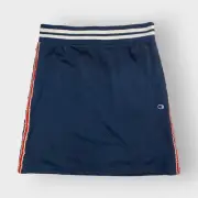 NEW | Champion Jersey Mesh Mini Skirt | M | Blue | Elastic Waist Side Logo Band