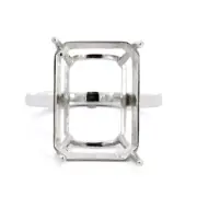 Emerald Cut 18x13mm Solitaire Cocktail Ring Semi-Mount In 14K White Gold (51876)