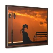 Vintage scene of a lady walking - Gallery Canvas Wraps, Horizontal Frame