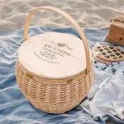 Engraved Picnic Insulated Cooler Carry Wicker Basket - 38cm
