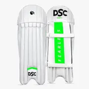 DSC Split 55 Wicket Keeping Legguard (White, Size: Mens) | Material: Leather | Cricket Keeping Gears | Comfortable & Perfect