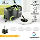 Magic 360 Degree Spin Rotating Mop Bucket Set w/ Wheels & 4 Microfiber Mop Heads