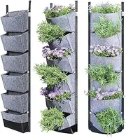 NEWKITS Vertical Wall Garden Planter with 6 Pockets Best Plant Growth Design Large Space Waterproof Breathable Use for Hanging Herb Garden Courtyard Office Home Decoration (Grey)