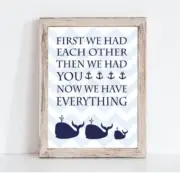 Navy and Baby Blue Nautical Nursery Print, Whale Nursery Decor 8x10