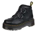 Dr. Martens Women's Devon Quad Flower Buckle Boot - Black Milled Nappa NWB Sz 8