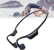 IP68 Waterproof Bone Conduction Headphones - 32GB MP3 Player,Wireless 5.3 Open Ear Headphones with Mic,8H Playtime,Lightweight (21g) for Swimming,Running,Cycling - Secure Fit,Black