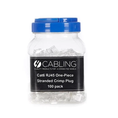 Cat 6 8 Position Rj45 One Piece Modular Crimp Plug Stranded 100 Pack