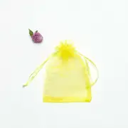 Yellow Colour Organza Bags 4pcs Pack 7x9cm for Gift Jewellery Candy bag Drawstring Ribbon