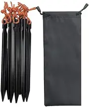 8Pcs Tent Stakes Lightweight Metal Stakes for Ground for Desert Outdoor Trip Black
