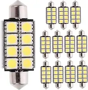 Mikinona 12pcs 5050 Festoon LED Lights Bright Interior Dome Bulbs for Cars Low Power Consumption Suitable for Instrument Trunk and Lighting Voltage Compatible