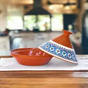 Handmade, Hand-painted Classic Turquoise Ceramic 10" Tagine Pot