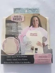 Off White Back to Basics Cottob Adult Bib Apron W/Pockets Personalizable - NIB