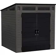 Suncast Modernist Resin Storage Shed Outdoor Garden Store Cabin 7x7FT Peppercorn