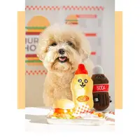 在飛比找ETMall東森購物網優惠-韓國原單寵物發聲玩具蜂蜜芥末醬可樂瓶煎蛋中小型犬可愛美食玩具