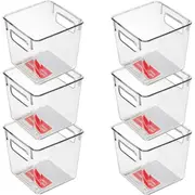 6x Boxsweden Crystal Plastic Storage Container 15cm MED Fridge/Pantry Organiser