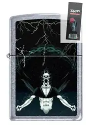Zippo 7216 gothic demon street chrome Lighter + FLINT PACK