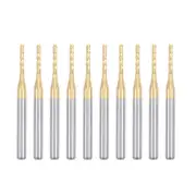 10Pcs 1.5mm Titanium Coat Carbide End Mill Engraving CNC Router Bit, 1/8" Shank