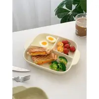 在飛比找ETMall東森購物網優惠-211三格減脂餐盤分格陶瓷盤子大人一人食早餐盤韓國ins分隔