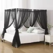 Chiffon Black Bed Canopy Queen Size Gothic Style Girls Canopy Bed Curtains 4 Pos