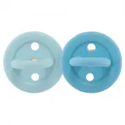 Bumi Bebe Natural Rubber Pacifier Round 3-36m 2pk - Sky Blue Denim