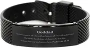 [Generic] Black Shark Mesh Bracelet Goddad Psalm 145:18-19 Inspirational Gifts for Birthday, Christmas, and Graduation, Perfect for Goddad who Calls on Him in Truth, Small, Silver Plated Zinc, Cubic Zirconia