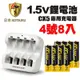 【日本KOTSURU】8馬赫 4號 恆壓可充式 1.5V鋰電池 1000mWh 8入+CX5專用充電器(儲能電池 循環發電 充電電池 戶外露營 電池 存電 不斷電)